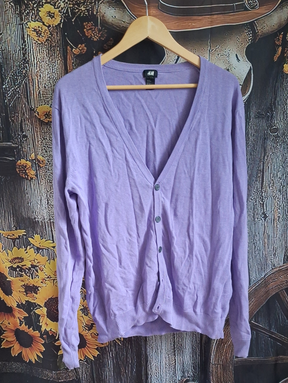H&M Lavender V-Neck Button Cardigan Sweater